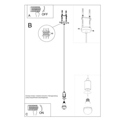 Lustr na lanku EDISON 1xE27/60W/230V černá