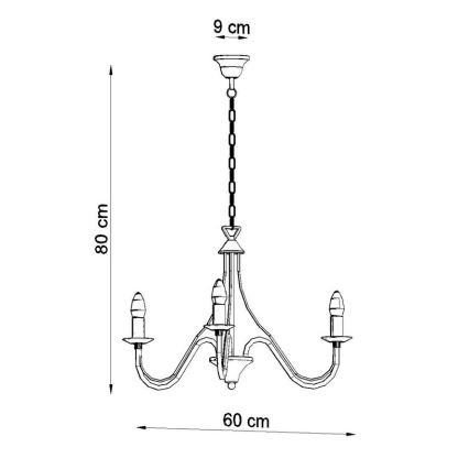 Lustr na řetězu MINERWA 3 3xE14/40W/230V bílá