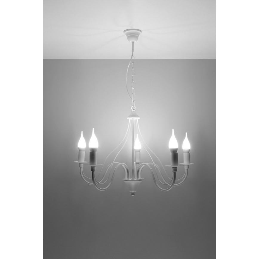 Lustr na řetězu MINERWA 5 5xE14/40W/230V bílá