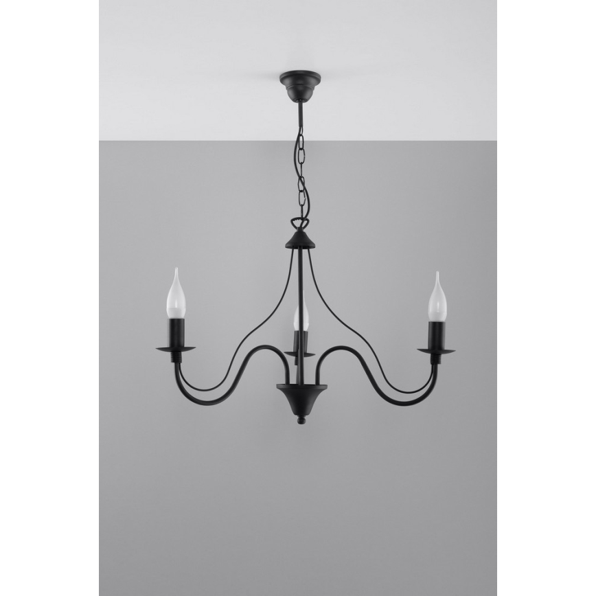 Lustr na řetězu MINERWA 3 3xE14/40W/230V černá