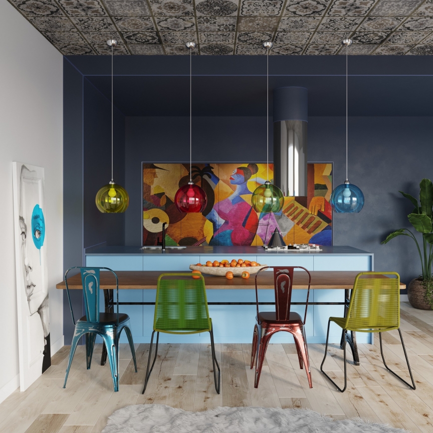 Lustr na lanku BALL 1xE27/15W/230V pr. 30 cm čirá