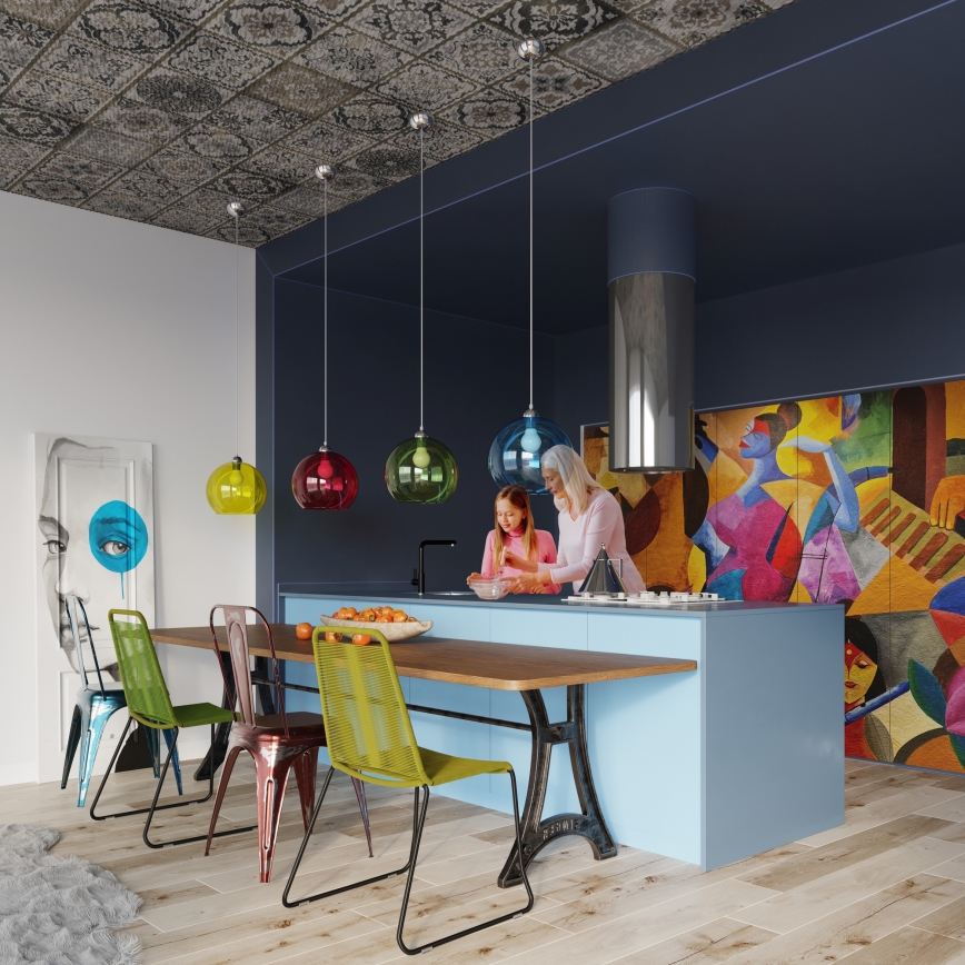 Lustr na lanku BALL 1xE27/15W/230V pr. 30 cm čirá