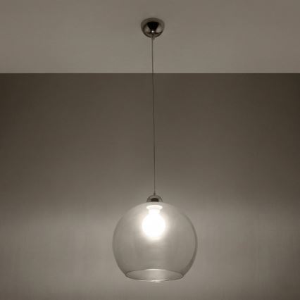 Lustr na lanku BALL 1xE27/15W/230V pr. 30 cm čirá/lesklý chrom