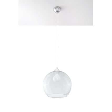 Lustr na lanku BALL 1xE27/15W/230V pr. 30 cm čirá/lesklý chrom