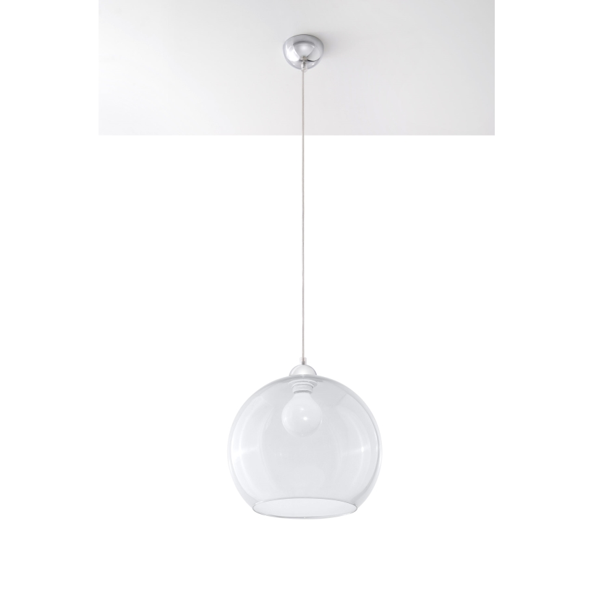 Lustr na lanku BALL 1xE27/15W/230V pr. 30 cm čirá/lesklý chrom