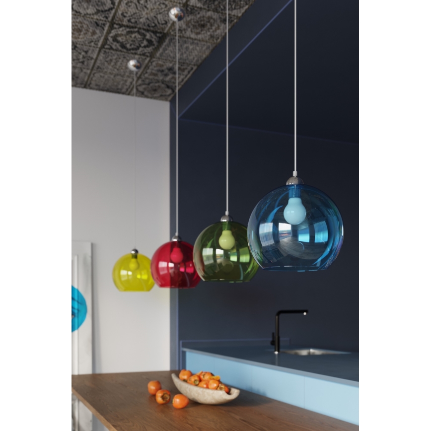 Lustr na lanku BALL 1xE27/15W/230V pr. 30 cm bílá/lesklý chrom