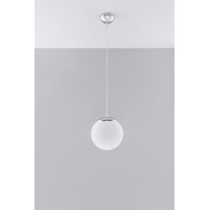 Lustr na lanku UGO 1xE27/15W/230V pr. 20 cm bílá/lesklý chrom