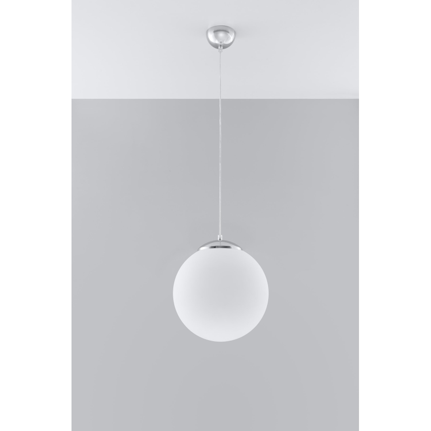 Lustr na lanku UGO 1xE27/15W/230V pr. 30 cm bílá/lesklý chrom