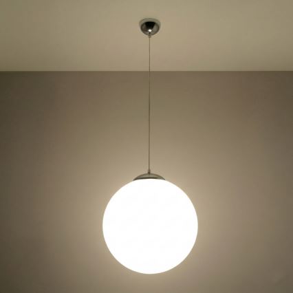 Lustr na lanku UGO 1xE27/15W/230V pr. 40 cm bílá/lesklý chrom