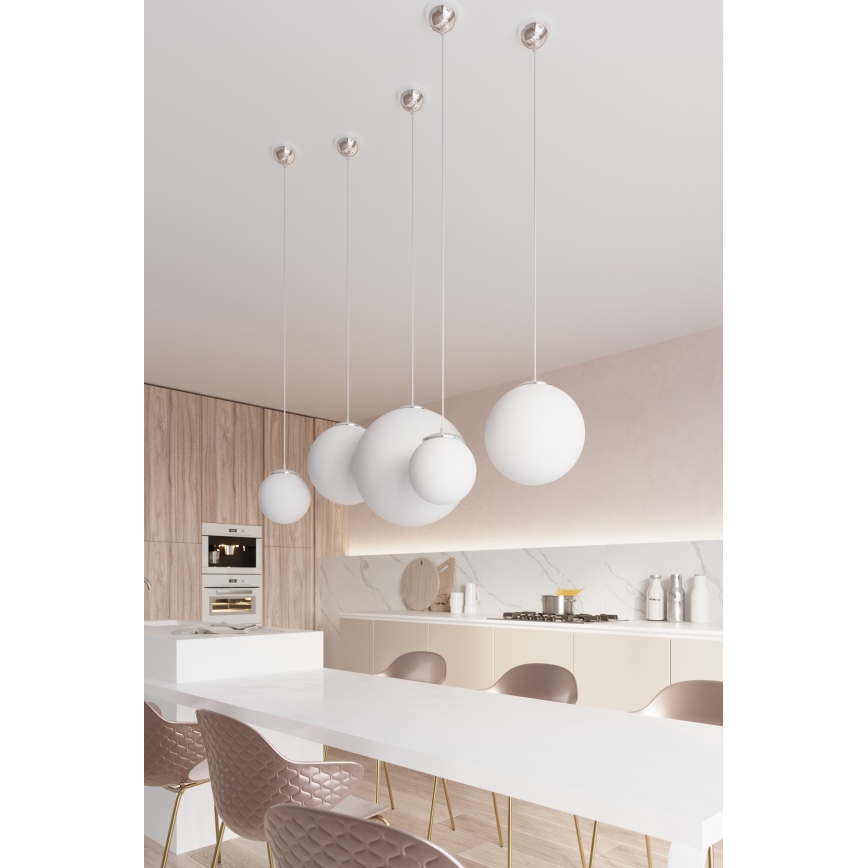 Lustr na lanku UGO 1xE27/15W/230V pr. 40 cm bílá/lesklý chrom
