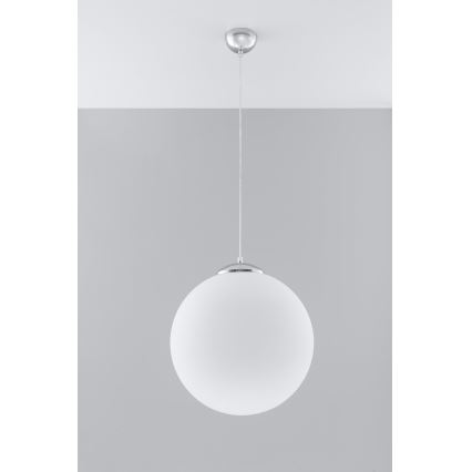 Lustr na lanku UGO 1xE27/15W/230V pr. 40 cm bílá/lesklý chrom