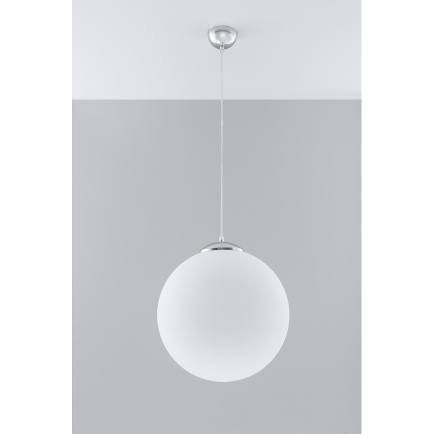 Lustr na lanku UGO 1xE27/15W/230V pr. 40 cm bílá/lesklý chrom