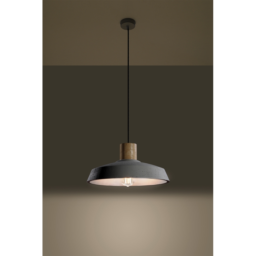 Lustr na lanku AFRA 1xE27/60W/230V šedá/buk