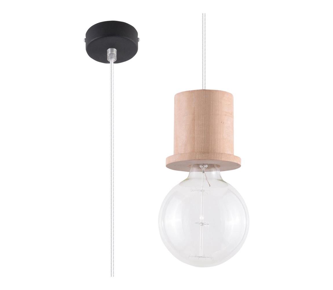 Sollux Sollux SL.0284 - Lustr na lanku MILO 1xE27/60W/230V přírodní dřevo SLX0172