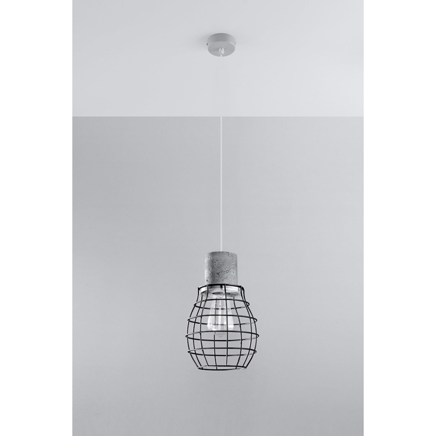 Lustr na lanku LUGO 1xE27/60W/230V černá/šedá