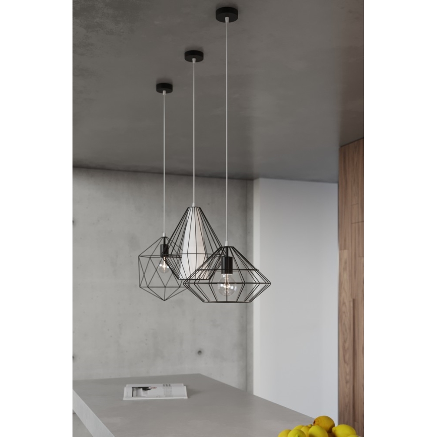 Lustr na lanku DEMI 1xE27/60W/230V černá/bílá