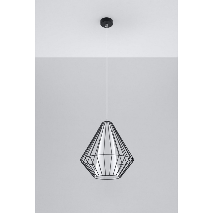 Lustr na lanku DEMI 1xE27/60W/230V černá/bílá