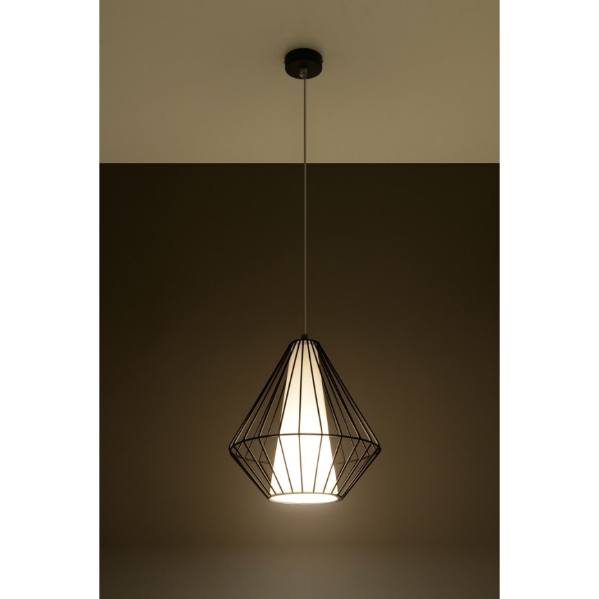 Lustr na lanku DEMI 1xE27/60W/230V černá/bílá