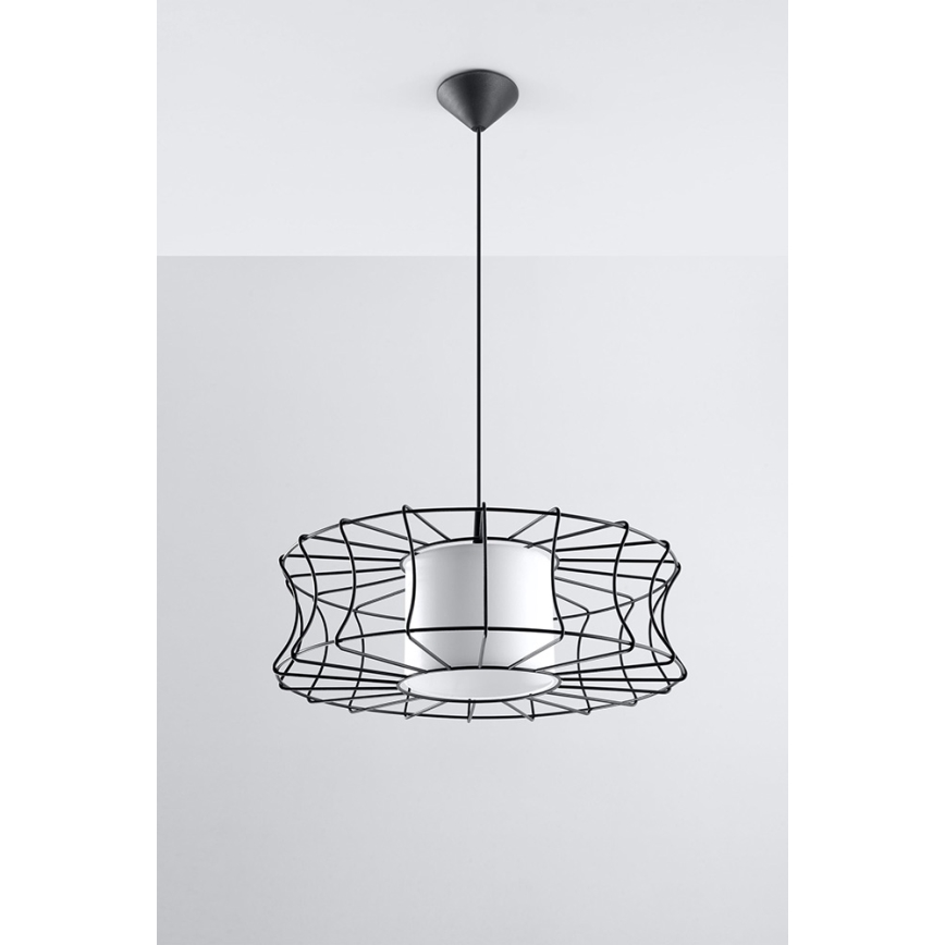 Lustr na lanku SALERNO 1xE27/60W/230V černá/bílá