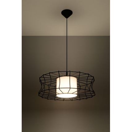 Lustr na lanku SALERNO 1xE27/60W/230V černá/bílá