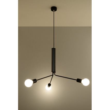Lustr na lanku DUOMO 3D 3xE27/60W/230V černá
