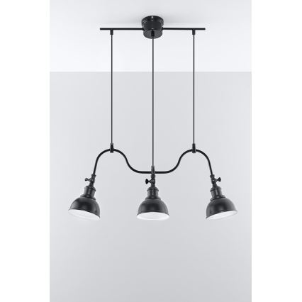 Lustr na lanku MARE 3 3xE27/60W/230V černá