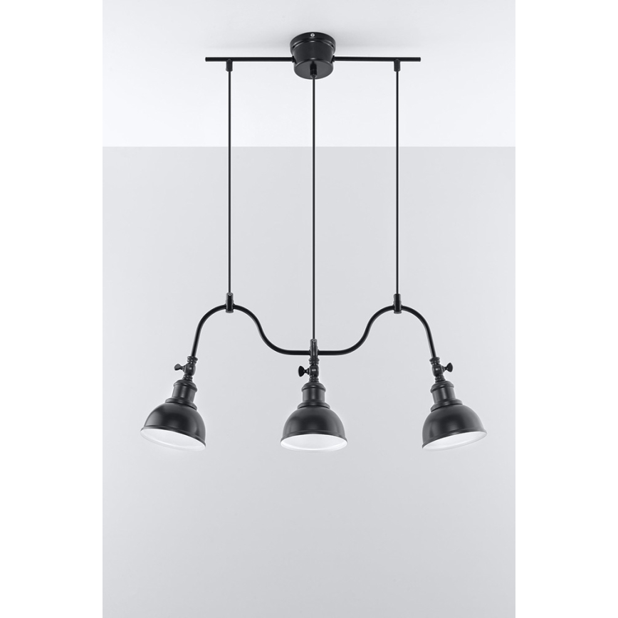 Lustr na lanku MARE 3 3xE27/60W/230V černá