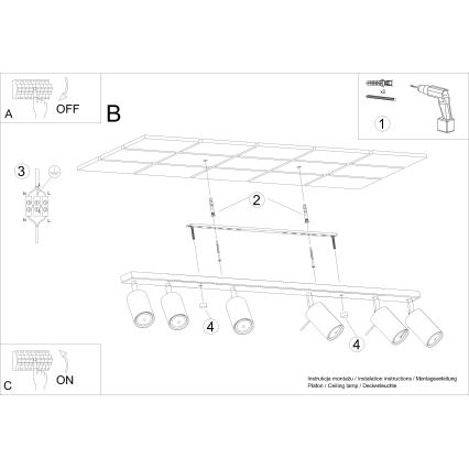 Bodové svítidlo RING 6L 6xGU10/10W/230V černá