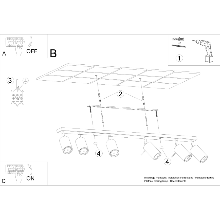 Bodové svítidlo RING 6L 6xGU10/10W/230V černá