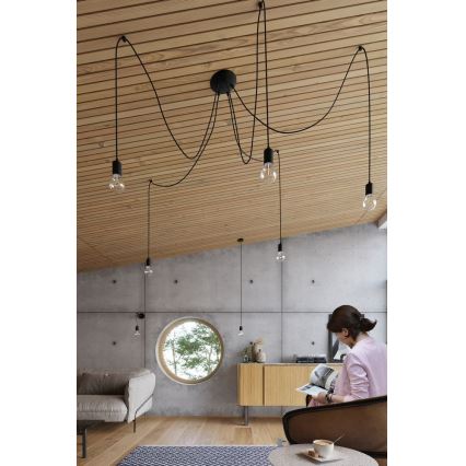Lustr na Lanku EDISON 5 5xE27/60W/230V pavouk černá