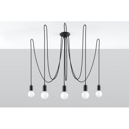 Lustr na Lanku EDISON 5 5xE27/60W/230V pavouk černá