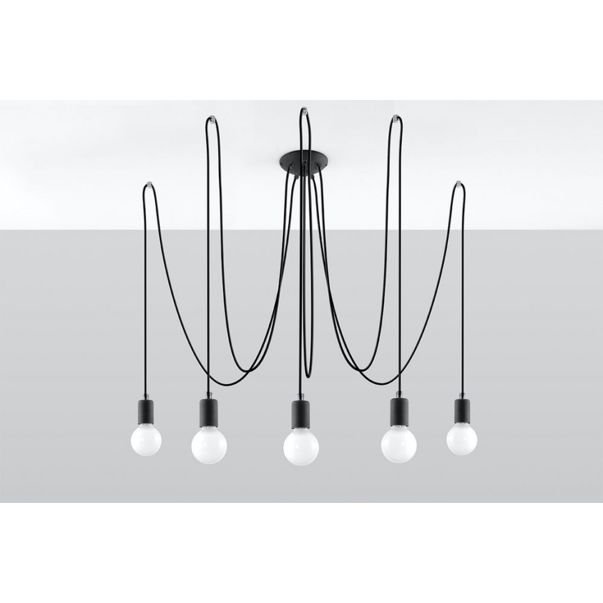 Lustr na Lanku EDISON 5 5xE27/60W/230V pavouk černá
