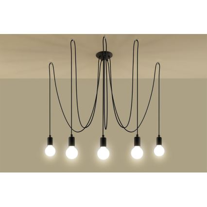 Lustr na Lanku EDISON 5 5xE27/60W/230V pavouk černá