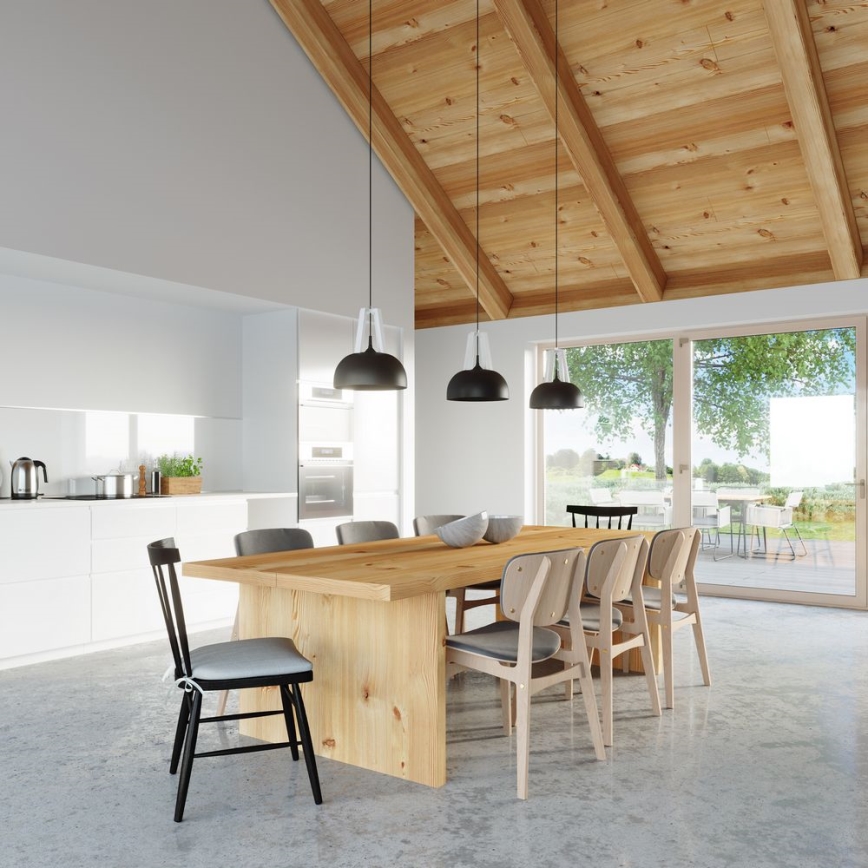 Lustr na lanku CASCO 1xE27/60W/230V bříza/buk