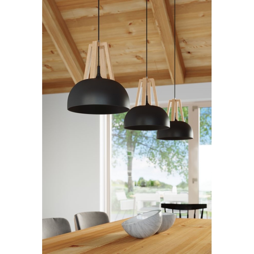 Lustr na lanku CASCO 1xE27/60W/230V pr. 30 cm bříza