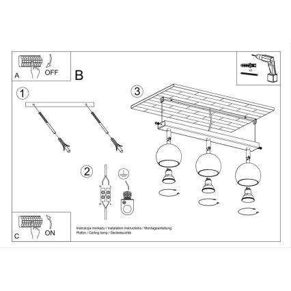 Stropní bodové svítidlo OCULARE 3xGU10/10W/230V