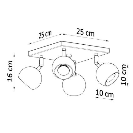 Stropní bodové svítidlo OCULARE 4xGU10/10W/230V