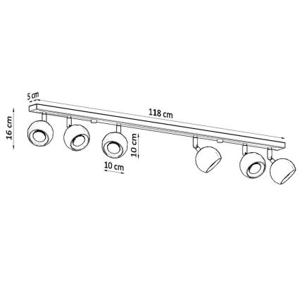 Stropní bodové svítidlo OCULARE 6xGU10/10W/230V