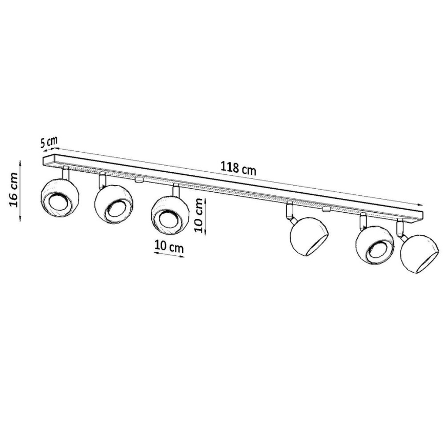 Stropní bodové svítidlo OCULARE 6xGU10/10W/230V