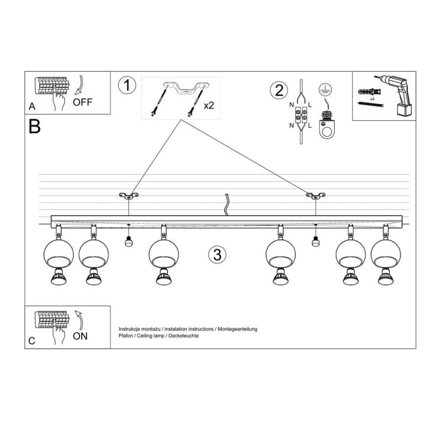 Stropní bodové svítidlo OCULARE 6xGU10/10W/230V