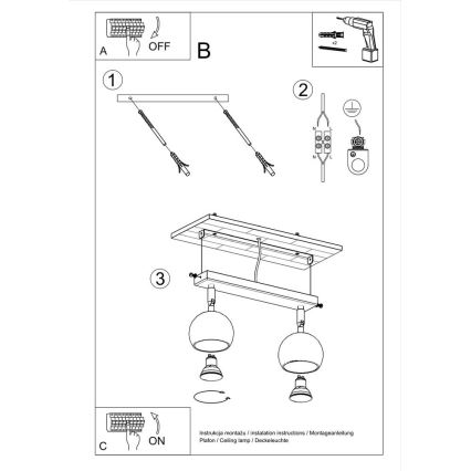 Stropní bodové svítidlo OCULARE 2xGU10/10W/230V