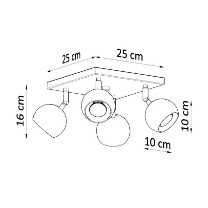 Stropní bodové svítidlo OCULARE 4xGU10/10W/230V