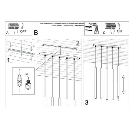 Lustr na lanku PASTELO 5xG9/8W/230V bílá