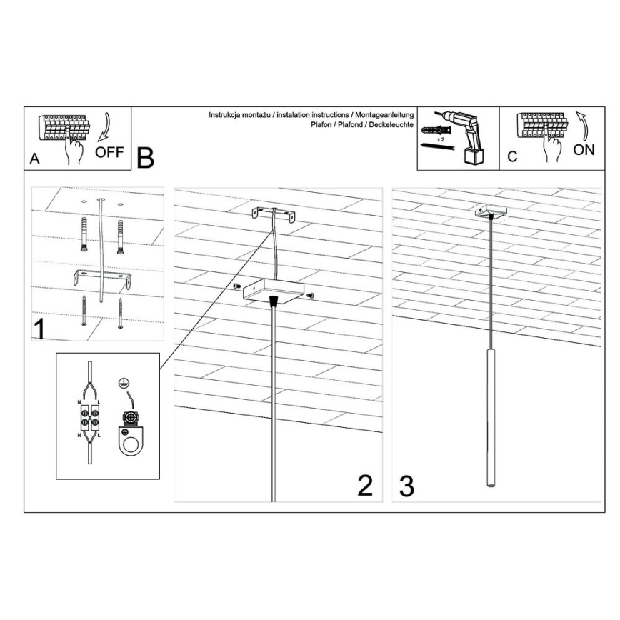 Lustr na lanku PASTELO 1xG9/8W/230V černá