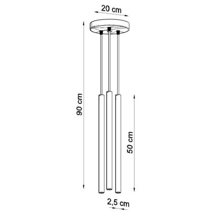 Lustr na lanku PASTELO 3xG9/8W/230V černá