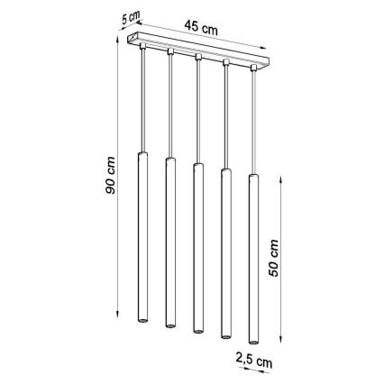 Lustr na lanku PASTELO 5xG9/8W/230V černá