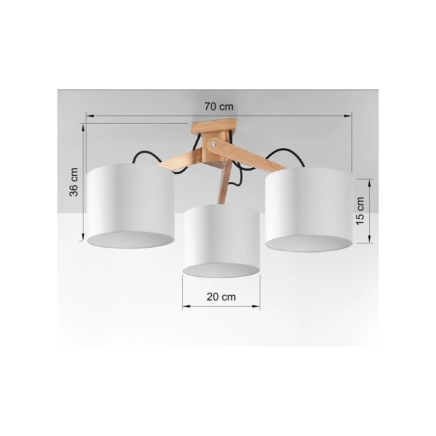 Přisazený lustr LEGNO 3xE27/60W/230V