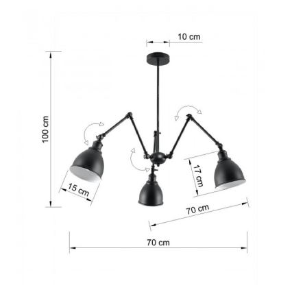 Lustr na tyči STARK SHADE 3xE27/60W/230V