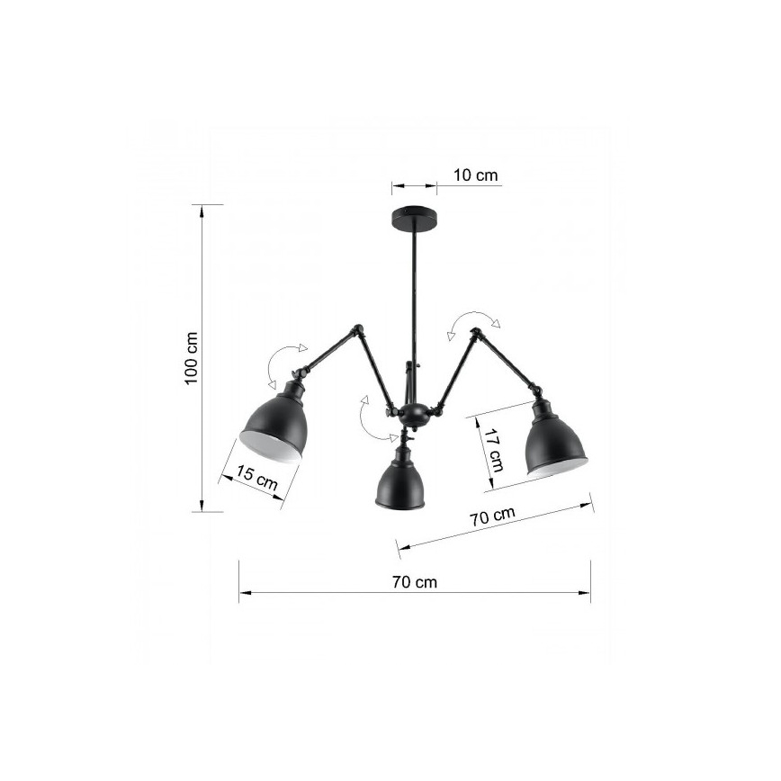 Lustr na tyči STARK SHADE 3xE27/60W/230V