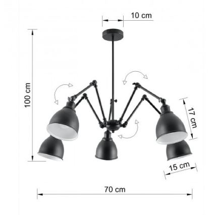 Lustr na tyči STARK SHADE 5xE27/60W/230V